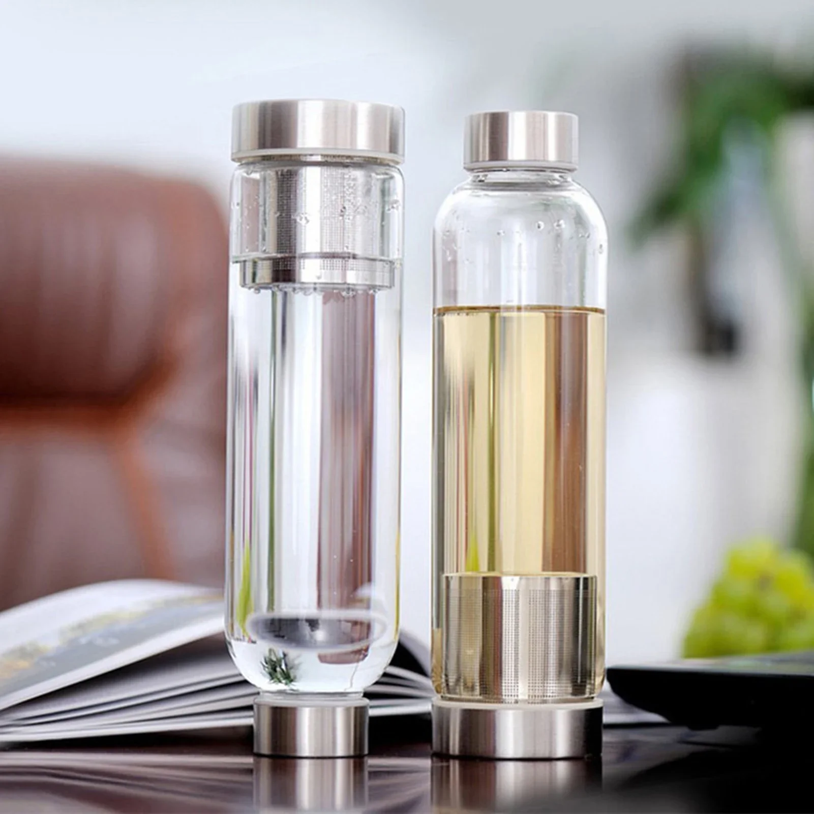 Outdoor Sport Glass Water Bottle - Glazen sportwaterfles met thee-infuser, drinkbeker, reiscontainer,